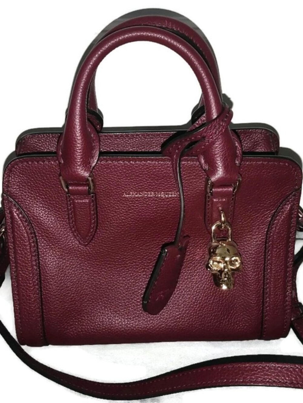 Alexander McQueen Bordeaux Leather Padlock Bag
